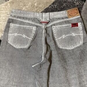 Parasuco Baggy Jeans Men 36x32 Gray Acid Wash Straight Leg Denim Grunge Hip Hop